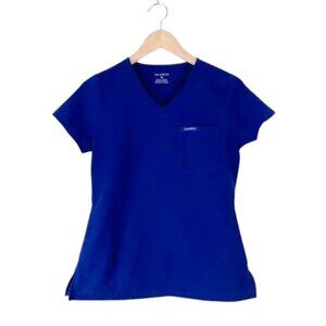 Jaanuu Scrubs Navy V Neck Top Pockets
